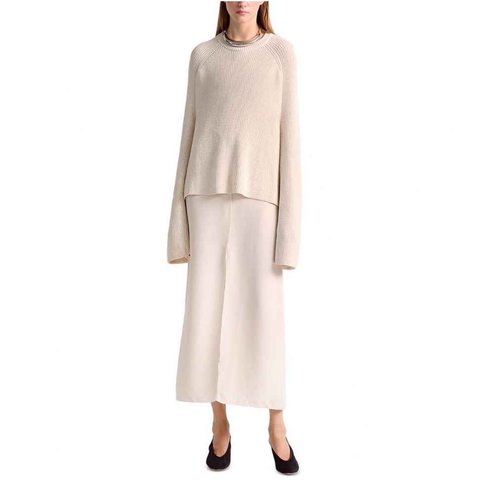 Altuzarra Lottie Crewneck Sweater Ivory Silk Blend Back V-Hem Size Large NEW